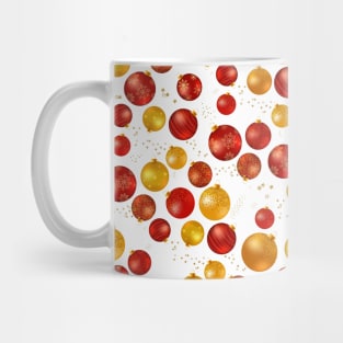 Christmas pattern in gold and red baubles on white: celebrate the holidays with bright decorations Mug